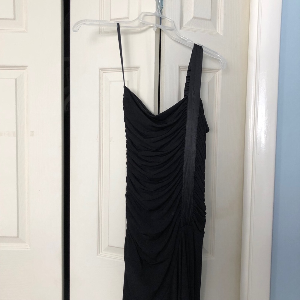 Black ruched party LBD dress